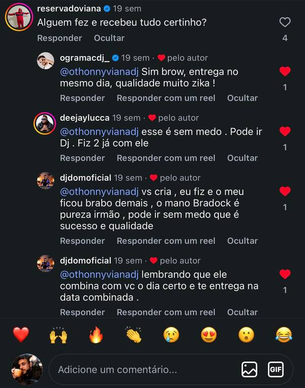 DJs confirmando entrega e qualidade
